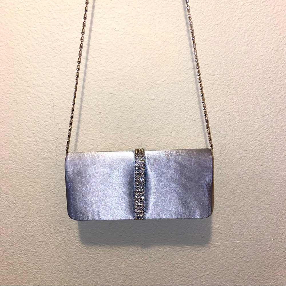 Lulu Townsend Silver Gray Rhinestone Clutch